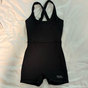TEAL Kids Black Crossback One-Piece Bodysuit